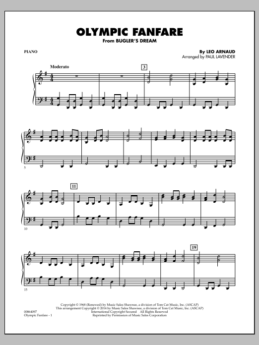 Paul Lavender Olympic Fanfare (Bugler's Dream) - Piano sheet music notes and chords arranged for Orchestra