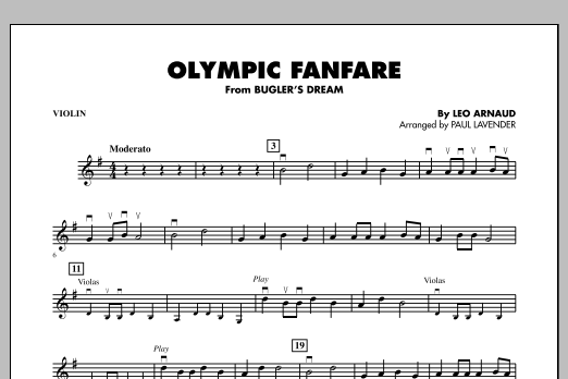 Paul Lavender Olympic Fanfare (Bugler's Dream) - Violin sheet music notes and chords arranged for Orchestra