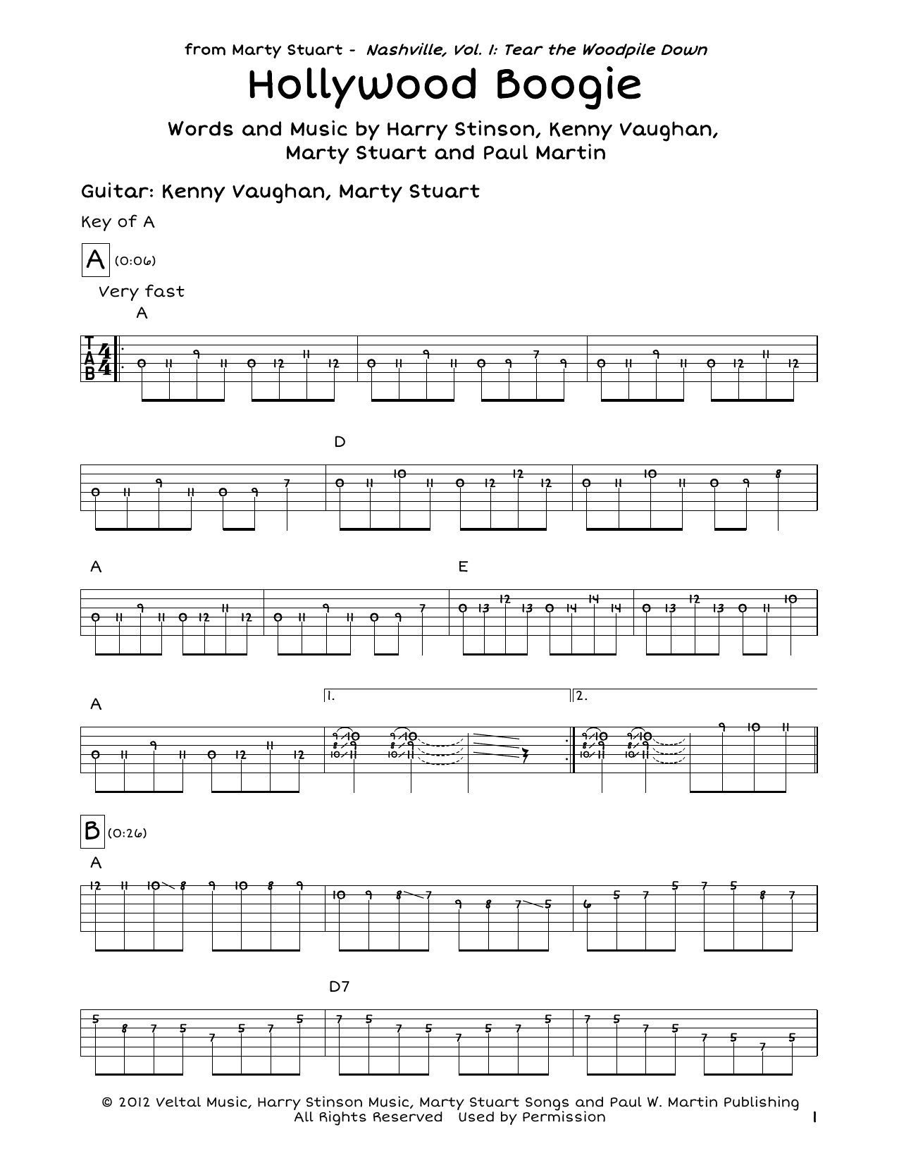 Paul Martin Hollywood Boogie sheet music notes and chords arranged for Guitar Lead Sheet