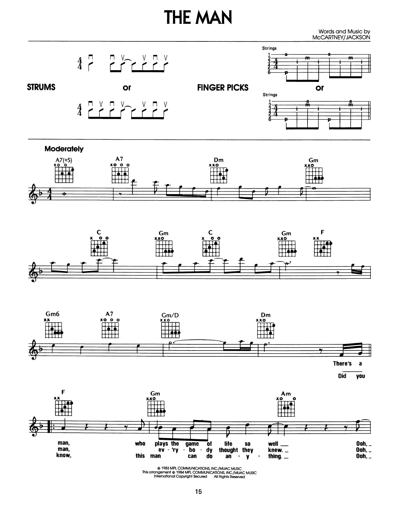 Paul McCartney & Michael Jackson The Man sheet music notes and chords arranged for Easy Guitar