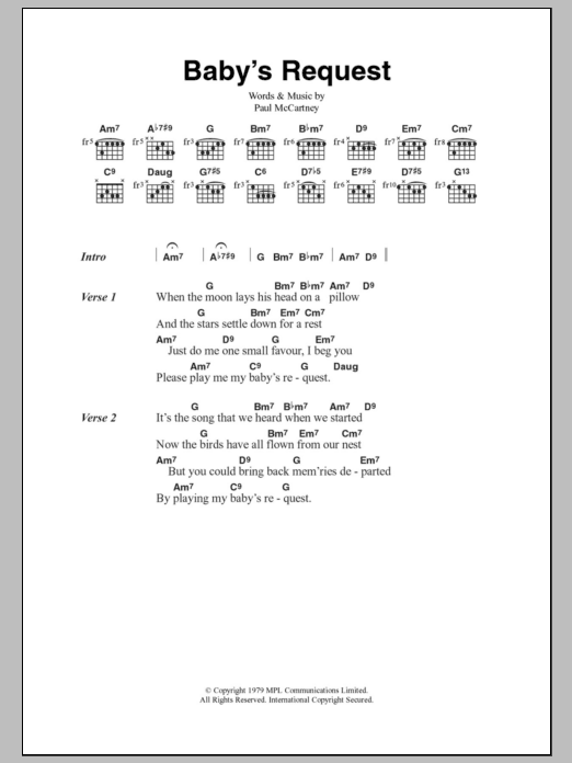 Paul McCartney Baby's Request sheet music notes and chords arranged for Guitar Chords/Lyrics
