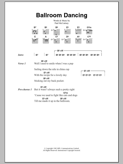 Paul McCartney Ballroom Dancing sheet music notes and chords arranged for Guitar Chords/Lyrics