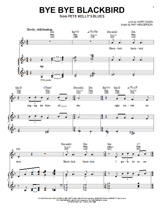 Paul McCartney Bye Bye Blackbird sheet music notes and chords arranged for Piano, Vocal & Guitar Chords (Right-Hand Melody)
