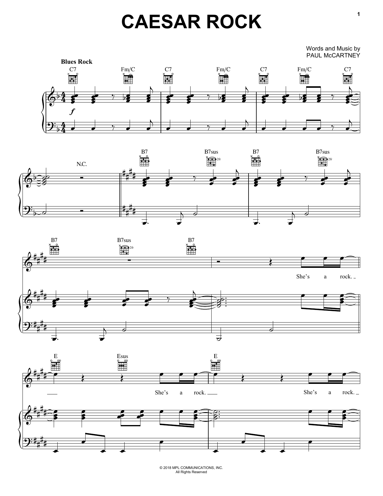 Paul McCartney Caesar Rock sheet music notes and chords arranged for Piano, Vocal & Guitar Chords (Right-Hand Melody)