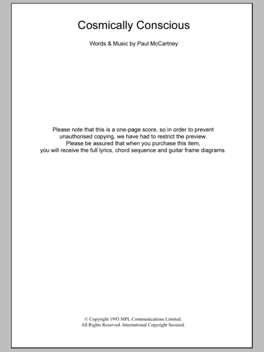 Paul McCartney Cosmically Conscious sheet music notes and chords arranged for Guitar Chords/Lyrics