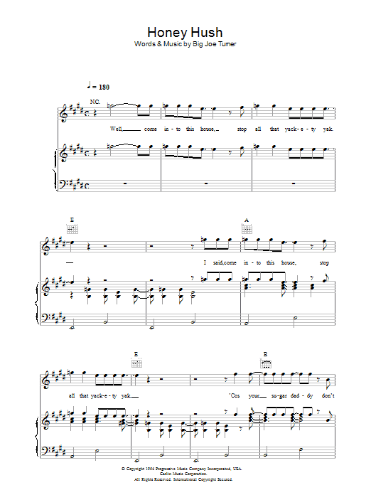 Paul McCartney Honey Hush sheet music notes and chords arranged for Piano, Vocal & Guitar Chords