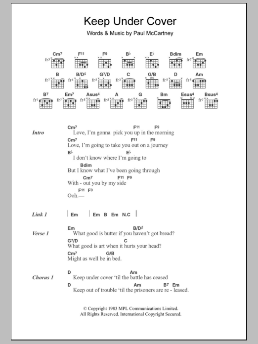 Paul McCartney Keep Under Cover sheet music notes and chords arranged for Guitar Chords/Lyrics