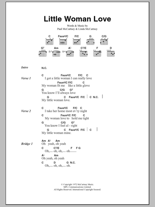 Paul McCartney & Wings Little Woman Love sheet music notes and chords arranged for Guitar Chords/Lyrics