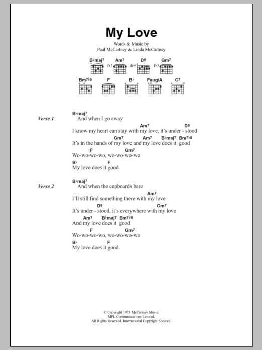 Paul McCartney & Wings My Love sheet music notes and chords arranged for Guitar Chords/Lyrics