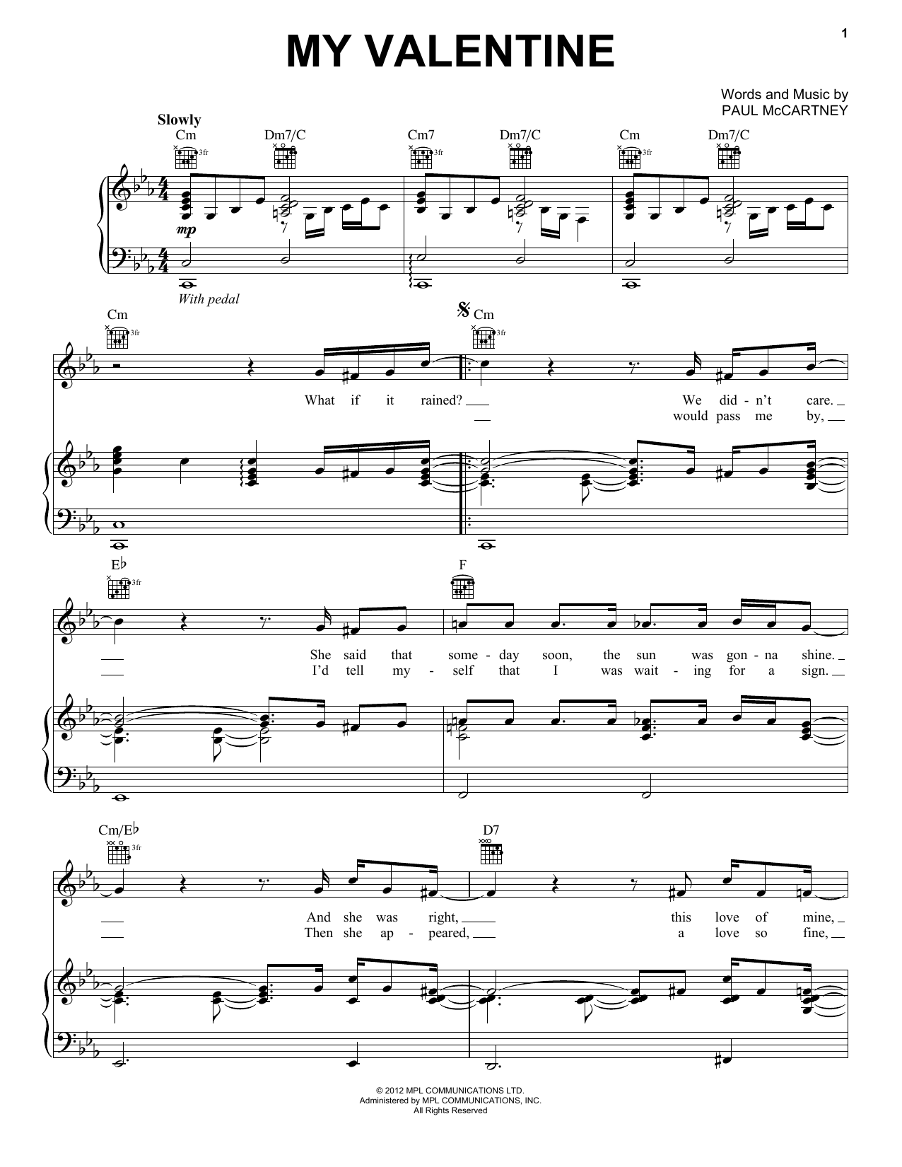 Paul McCartney My Valentine sheet music notes and chords arranged for Viola Solo