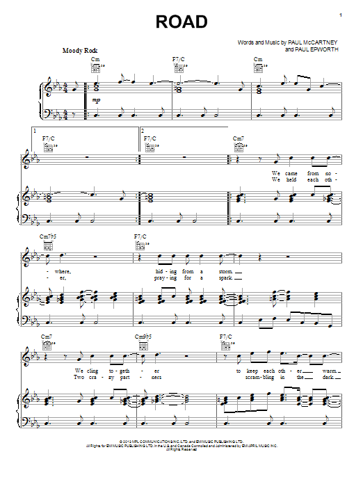 Paul McCartney Road sheet music notes and chords arranged for Piano, Vocal & Guitar Chords (Right-Hand Melody)