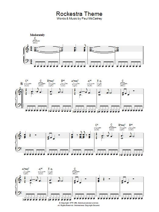 Paul McCartney Rockestra Theme sheet music notes and chords arranged for Guitar Chords/Lyrics