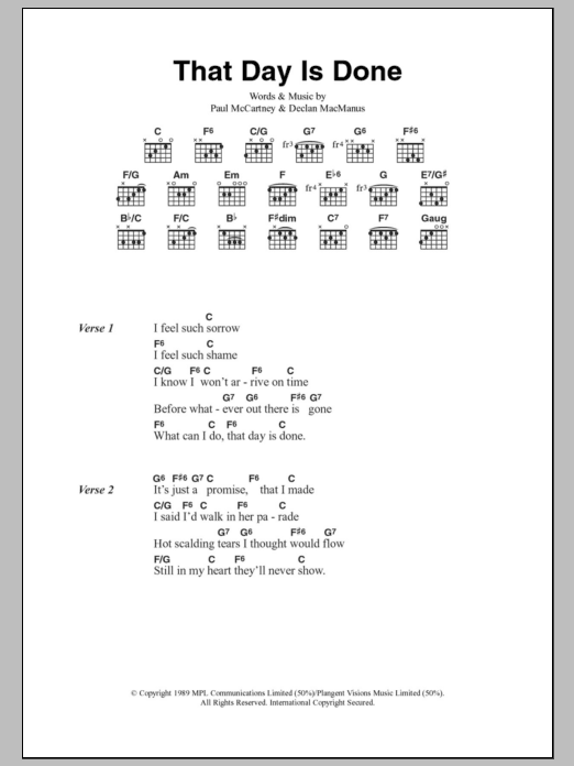 Paul McCartney That Day Is Done sheet music notes and chords arranged for Guitar Chords/Lyrics