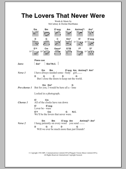 Paul McCartney The Lovers That Never Were sheet music notes and chords arranged for Guitar Chords/Lyrics