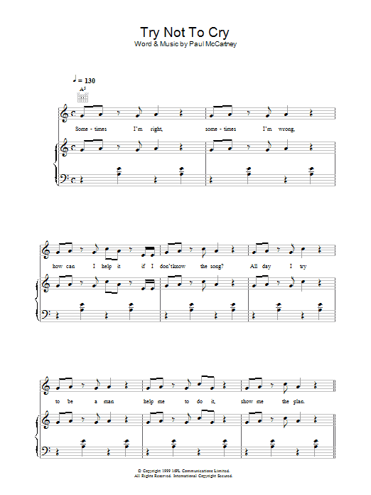 Paul McCartney Try Not To Cry sheet music notes and chords arranged for Guitar Chords/Lyrics