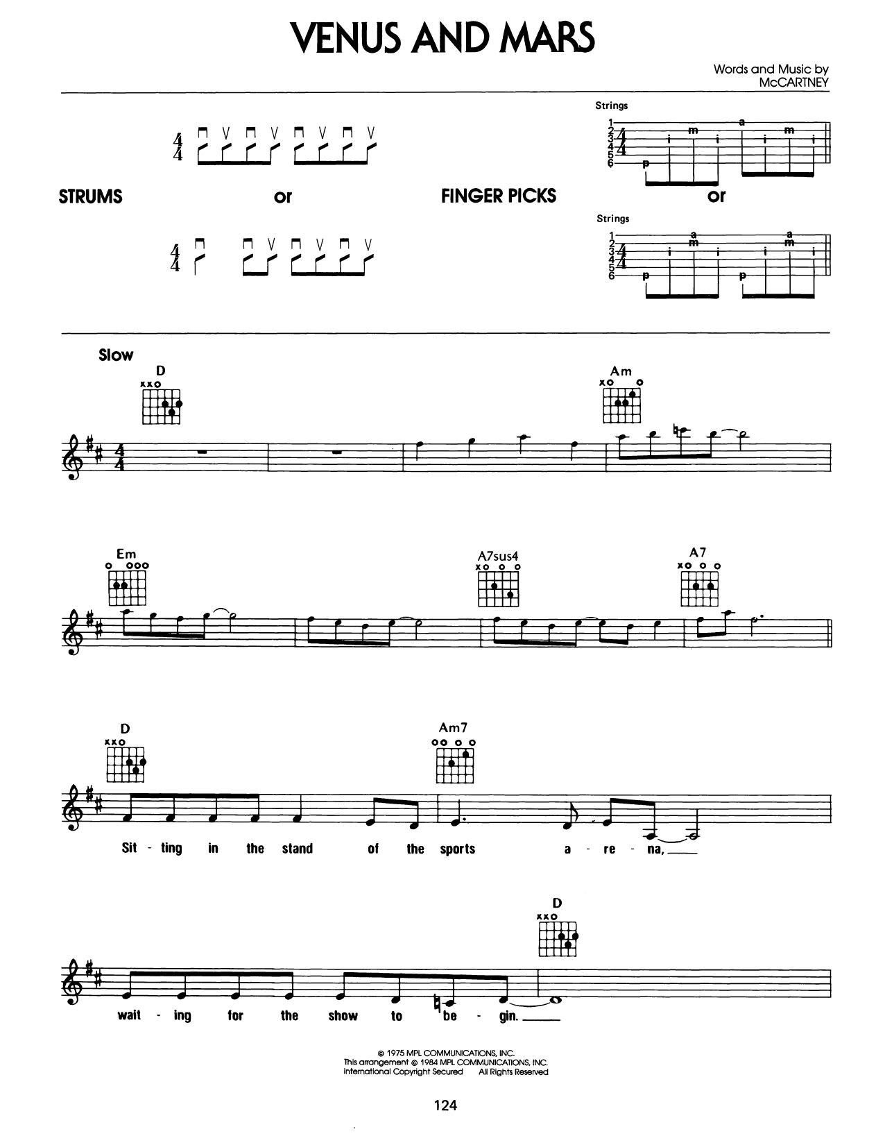 Paul McCartney Venus And Mars sheet music notes and chords arranged for Easy Guitar