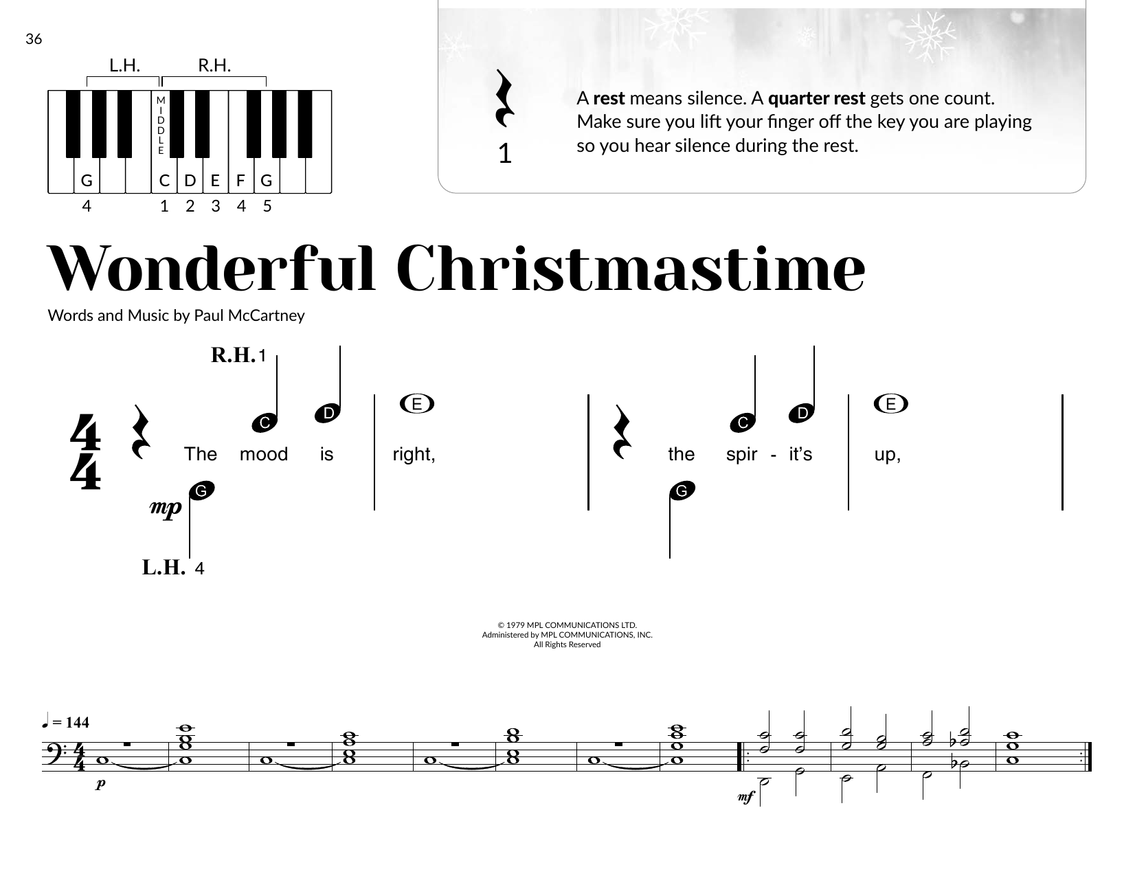 Paul McCartney Wonderful Christmastime (arr. Brittany McCorriston) sheet music notes and chords arranged for Very Beginner Piano