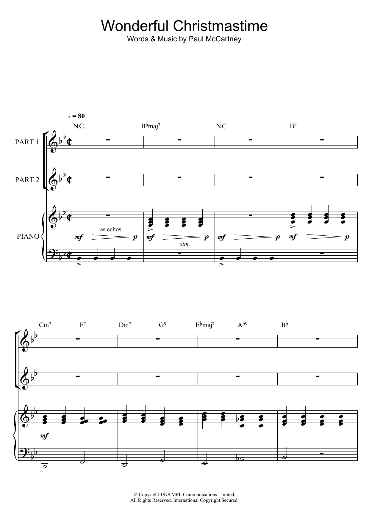 Paul McCartney Wonderful Christmastime (arr. Rick Hein) sheet music notes and chords arranged for 2-Part Choir