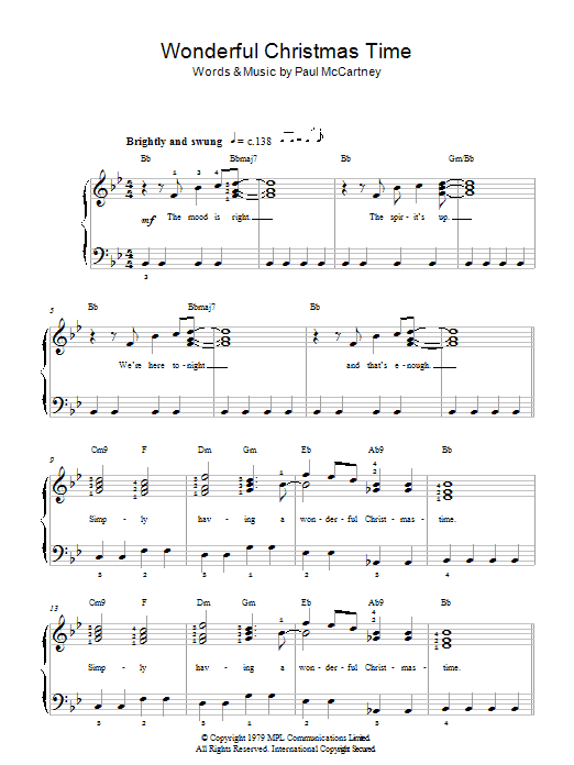 Paul McCartney Wonderful Christmastime sheet music notes and chords arranged for Trombone Solo