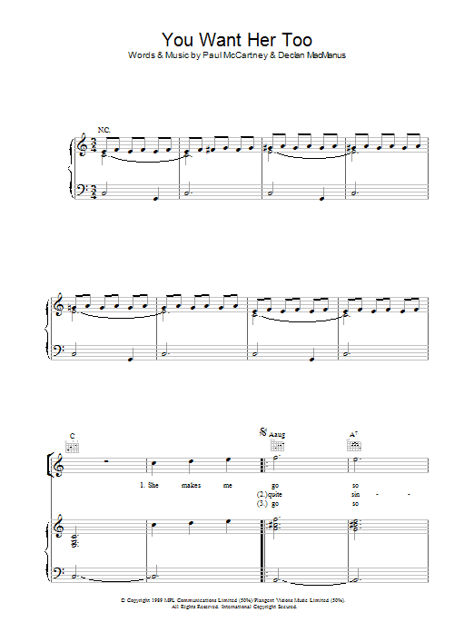 Paul McCartney You Want Her Too sheet music notes and chords arranged for Guitar Chords/Lyrics