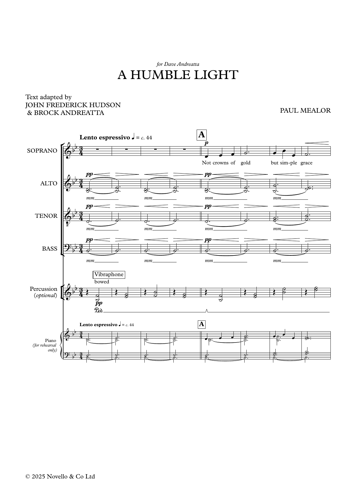 Paul Mealor A Humble Light sheet music notes and chords arranged for SATB Choir