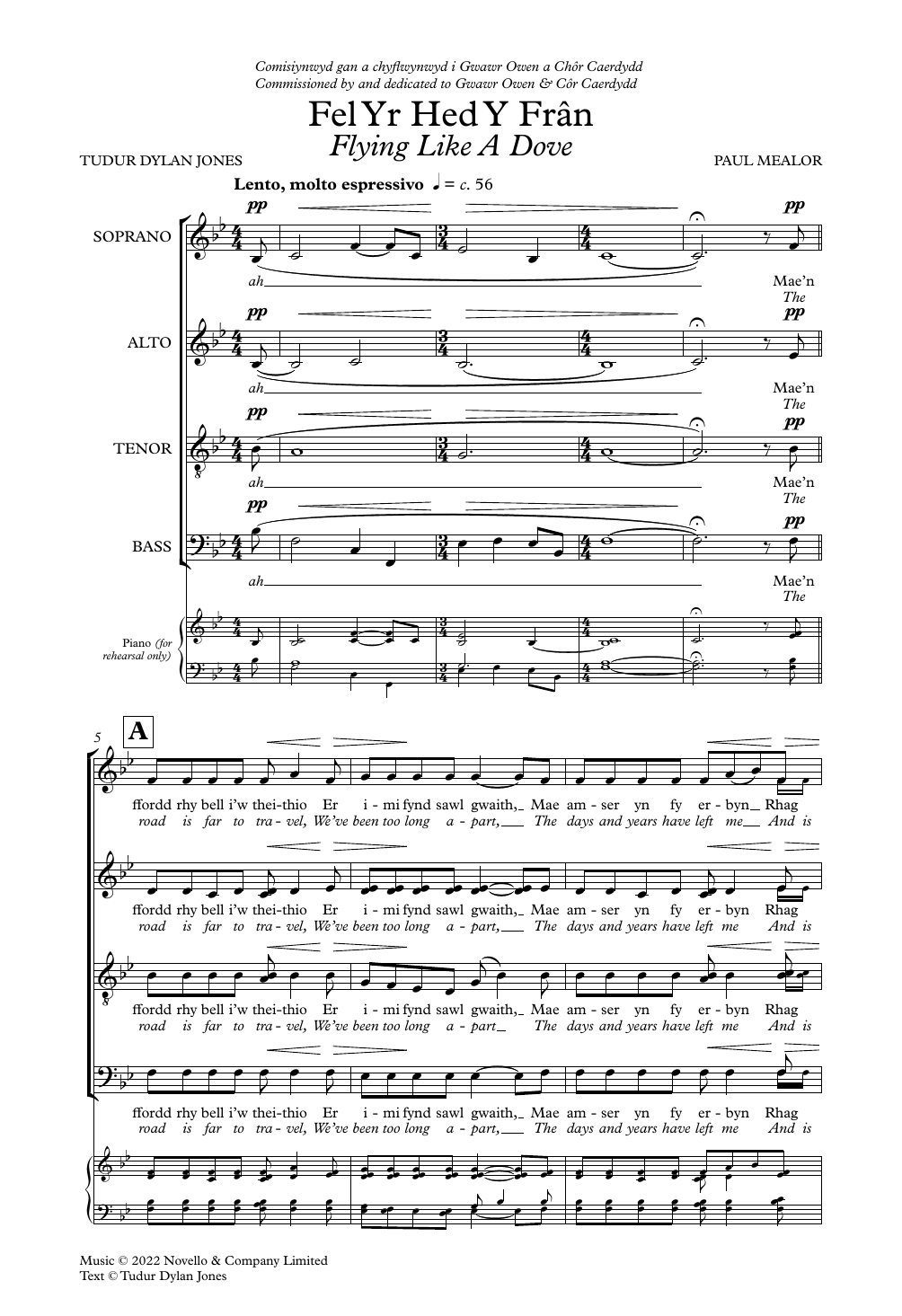 Paul Mealor Fel Yr Hed Y Fran sheet music notes and chords arranged for SATB Choir