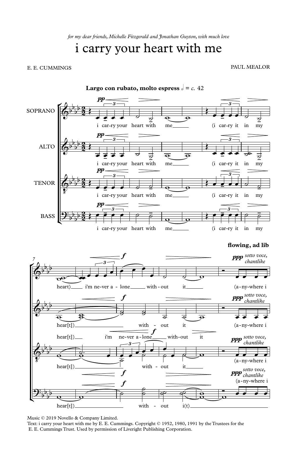 Paul Mealor I Carry Your Heart With Me sheet music notes and chords arranged for SATB Choir