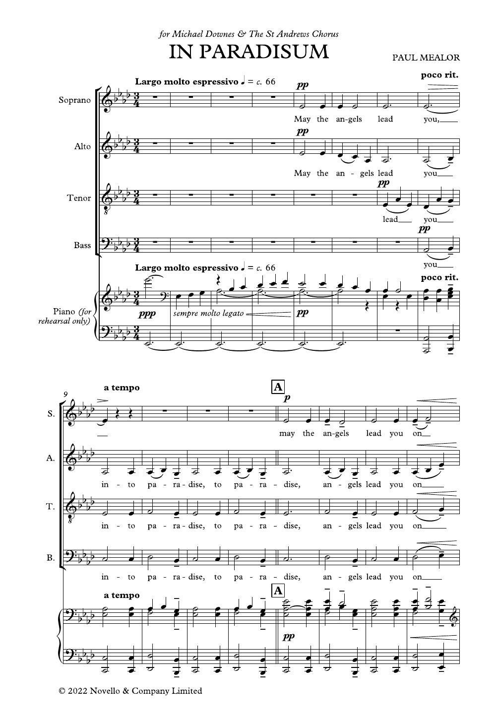 Paul Mealor In Paradisum sheet music notes and chords arranged for SATB Choir