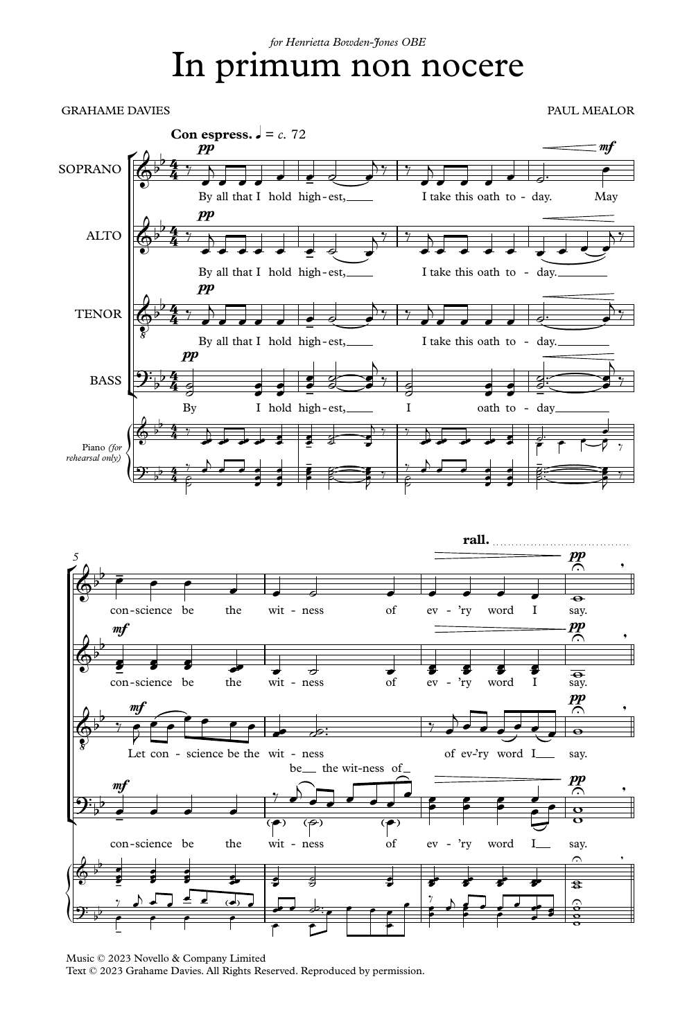 Paul Mealor In Primum Non Nocere sheet music notes and chords arranged for SATB divisi Choir