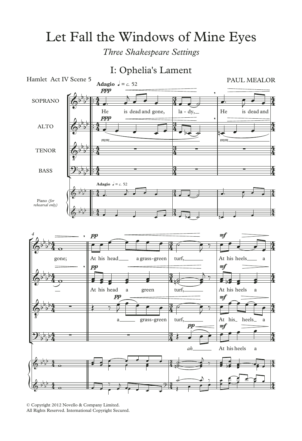Paul Mealor Let Fall The Windows Of Mine Eyes sheet music notes and chords arranged for SATB Choir