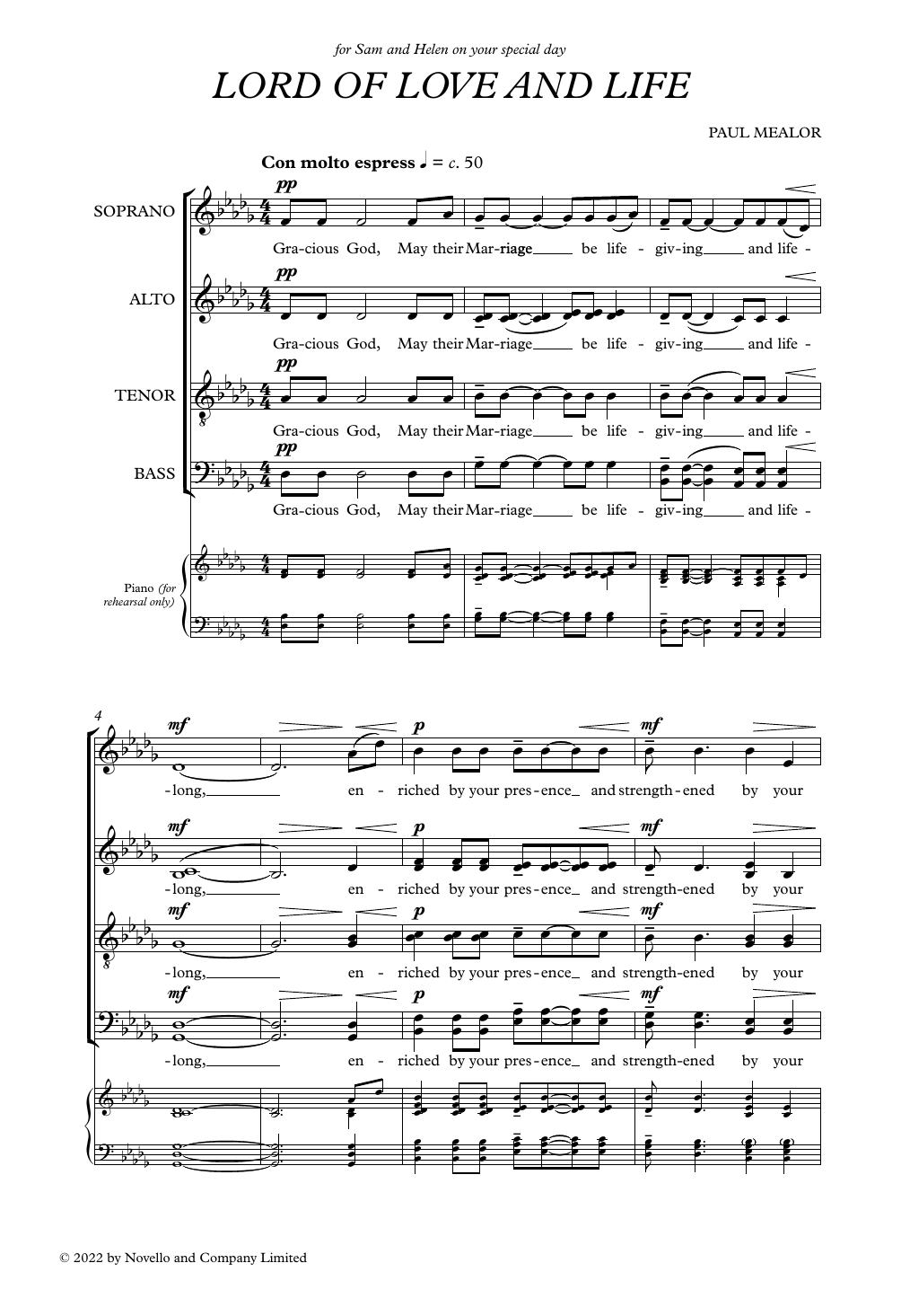 Paul Mealor Lord Of Love And Life sheet music notes and chords arranged for SATB divisi Choir