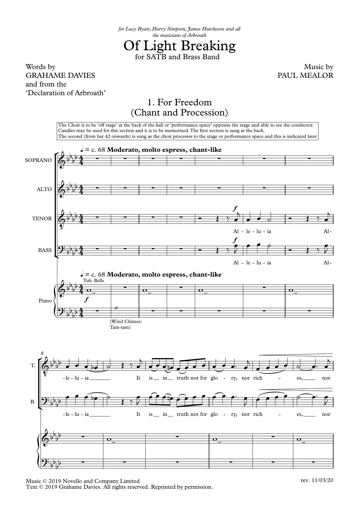 Paul Mealor Of Light Breaking sheet music notes and chords arranged for SATB Choir