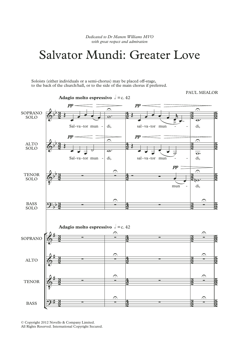 Paul Mealor Salvator Mundi: Greater Love sheet music notes and chords arranged for SATB Choir