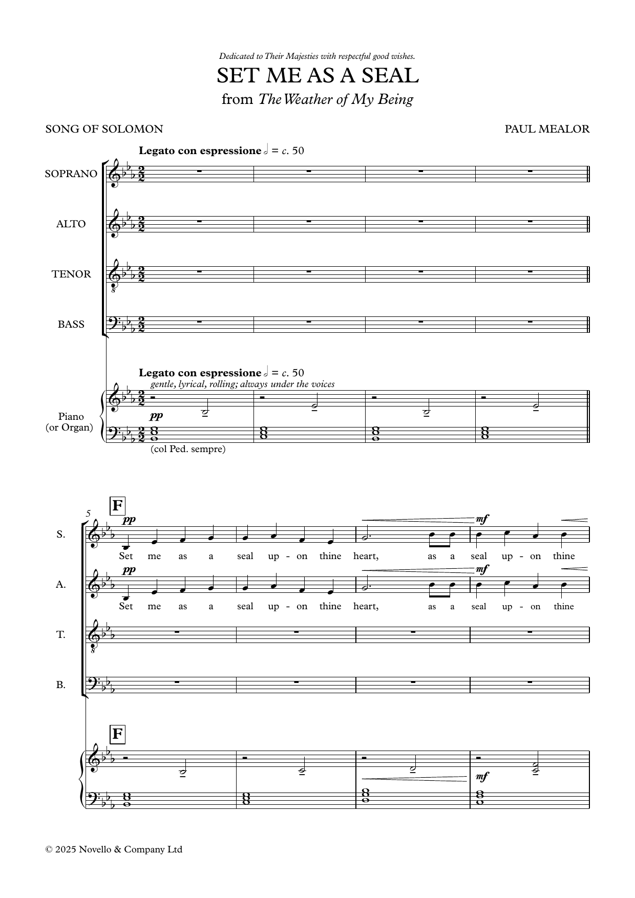 Paul Mealor Set Me As A Seal sheet music notes and chords arranged for SATB Choir