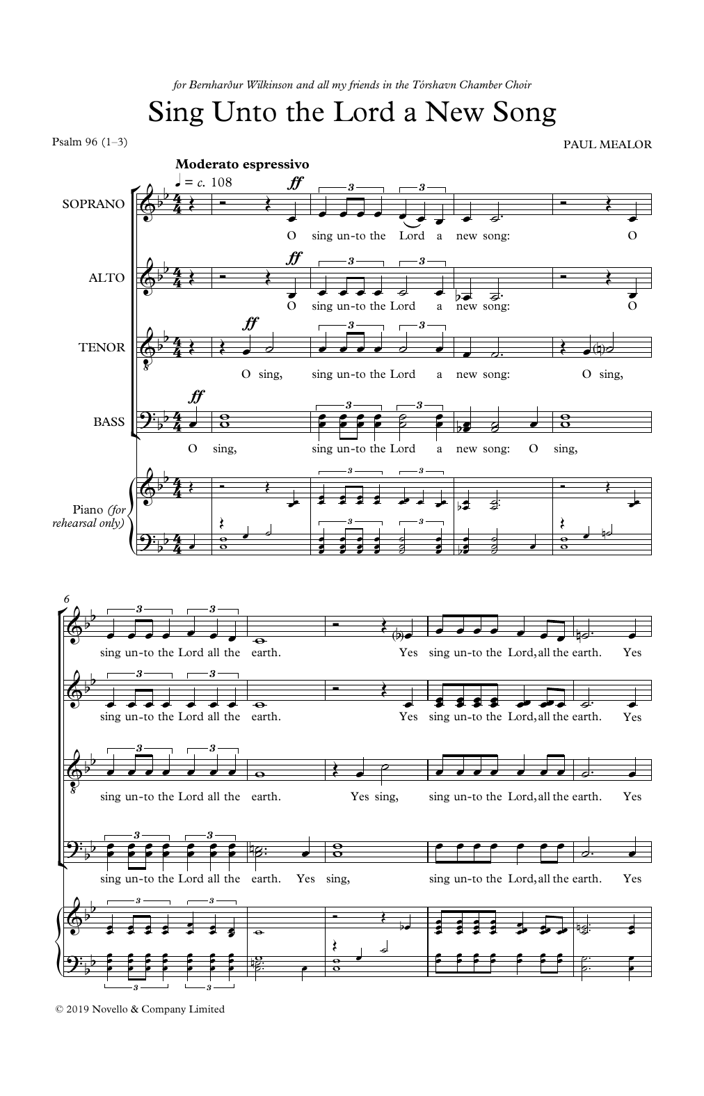 Paul Mealor Sing Unto The Lord A New Song sheet music notes and chords arranged for SATB Choir