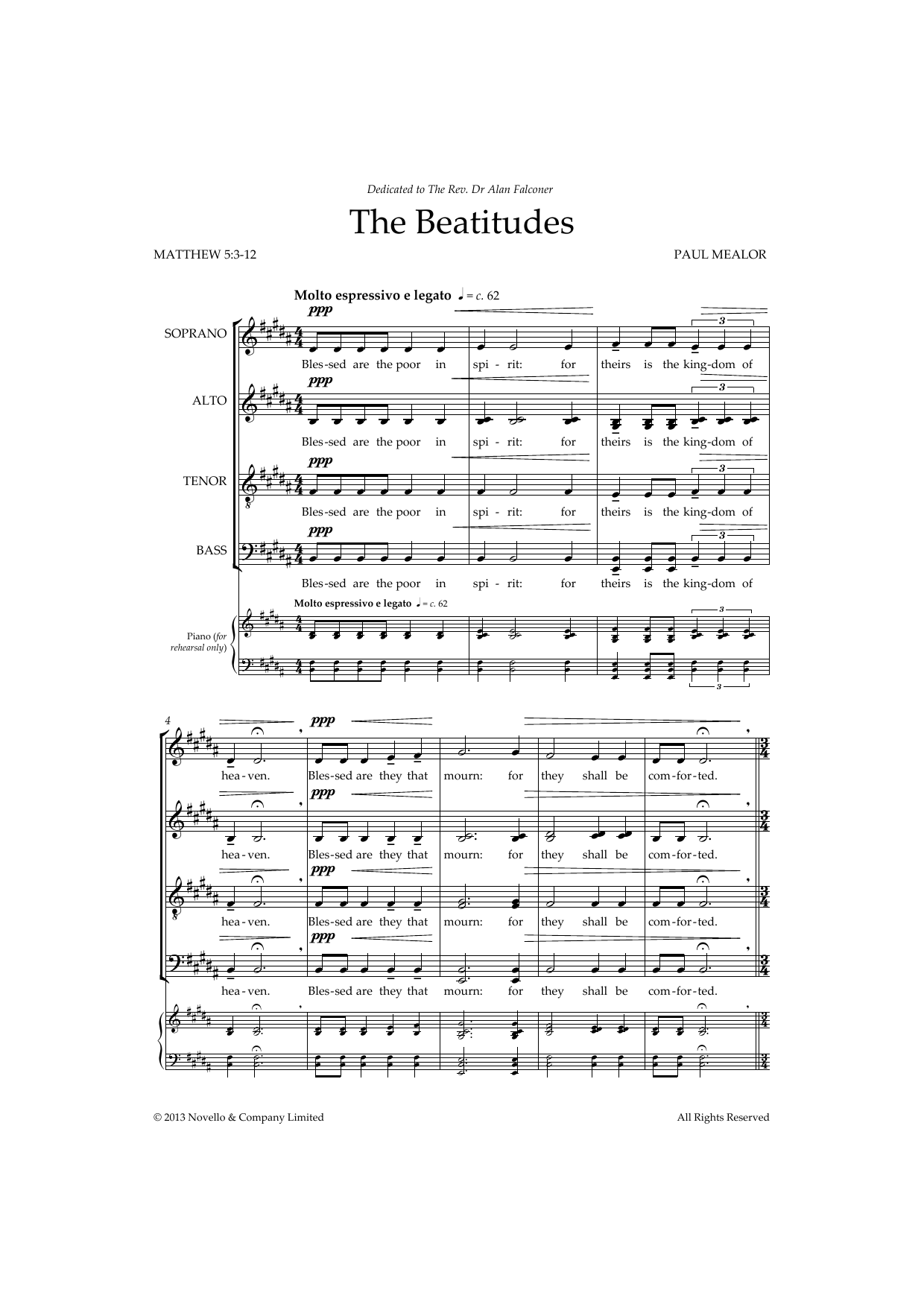Paul Mealor The Beatitudes sheet music notes and chords arranged for Choir