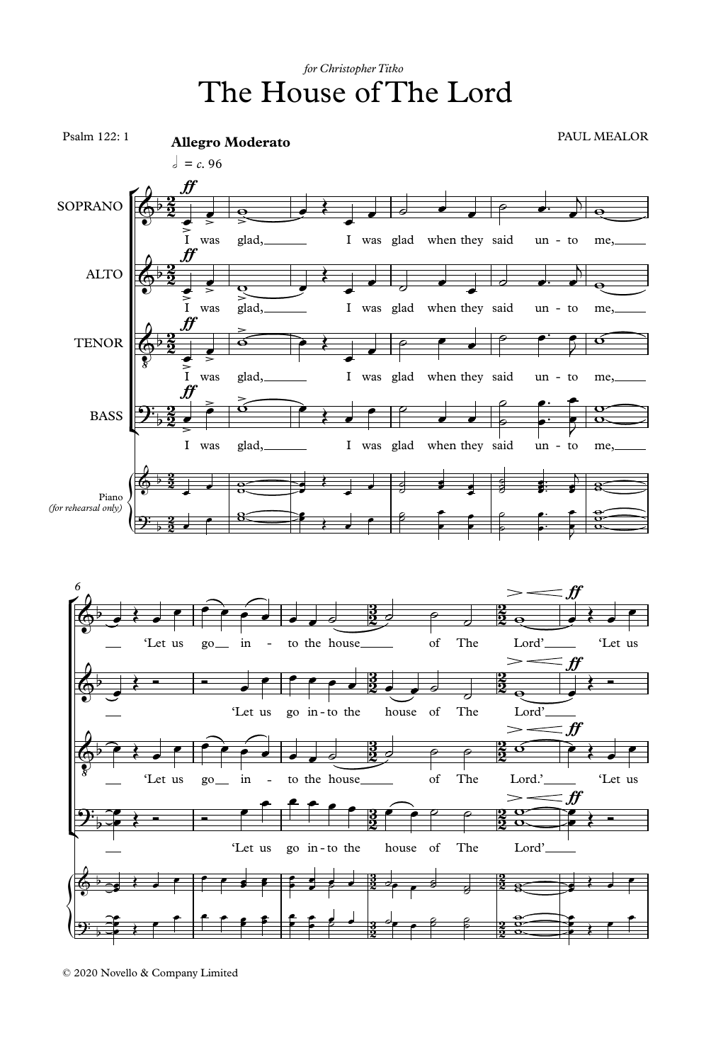 Paul Mealor The House Of The Lord sheet music notes and chords arranged for SATB Choir