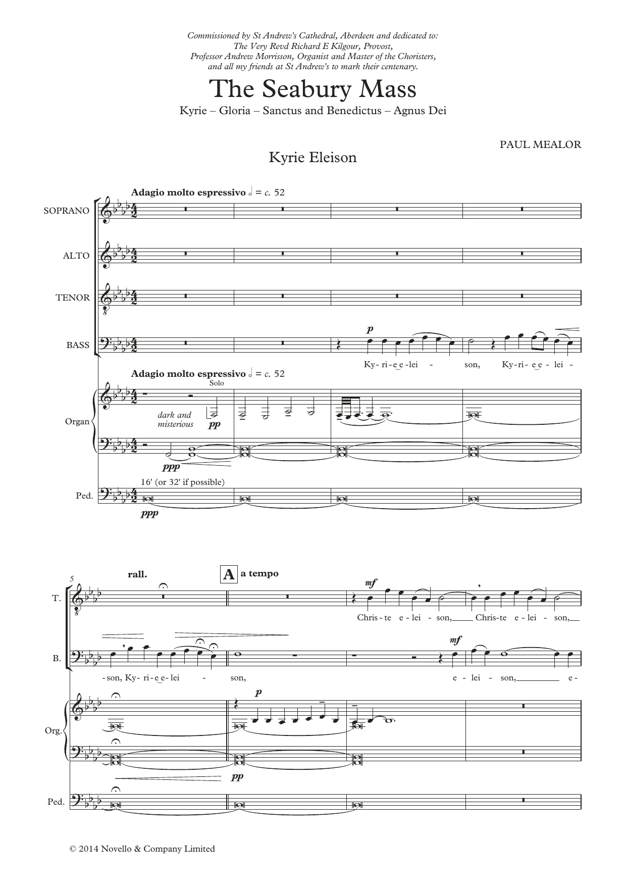 Paul Mealor The Seabury Mass sheet music notes and chords arranged for SATB Choir
