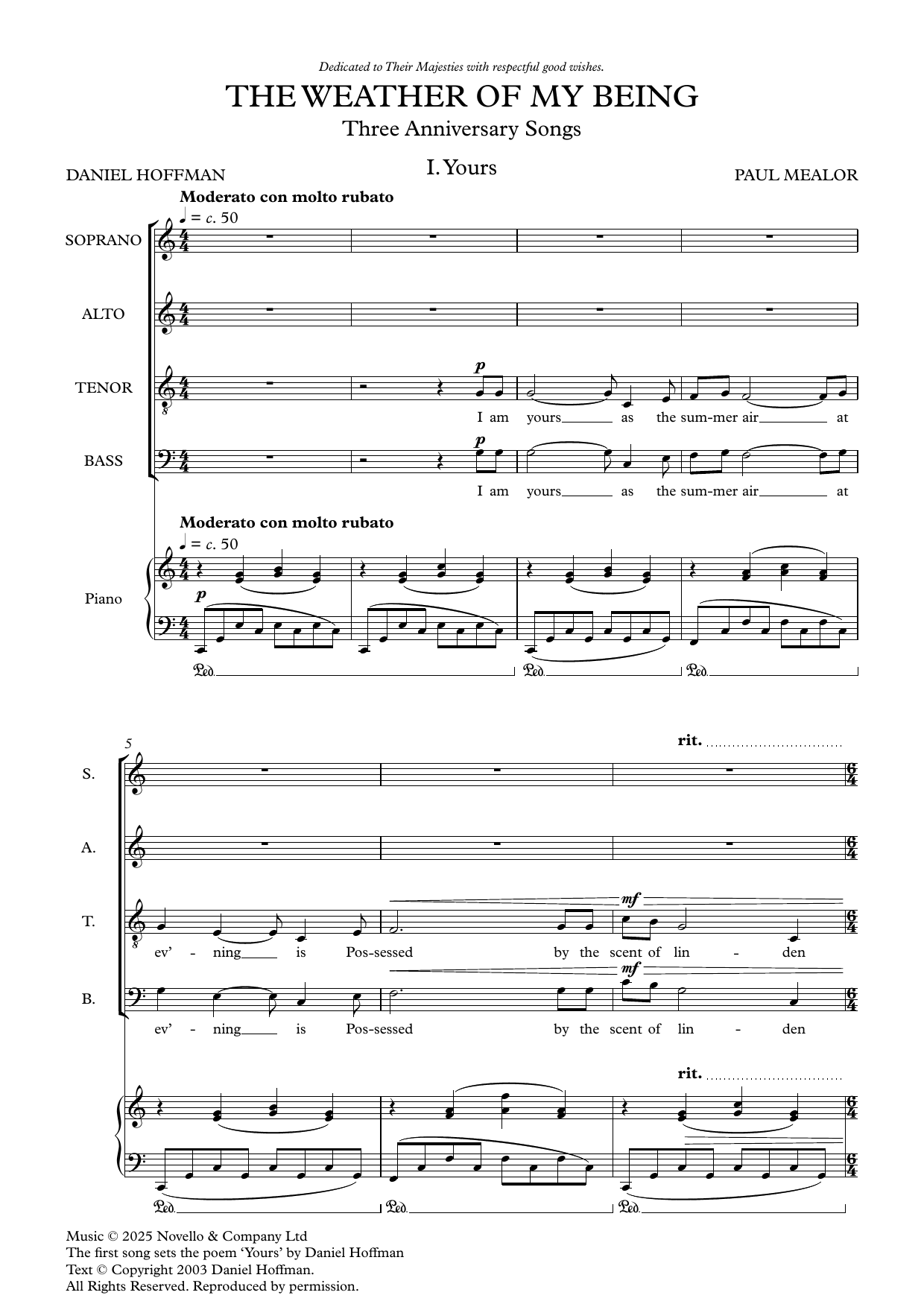 Paul Mealor The Weather of my Being sheet music notes and chords arranged for SATB Choir