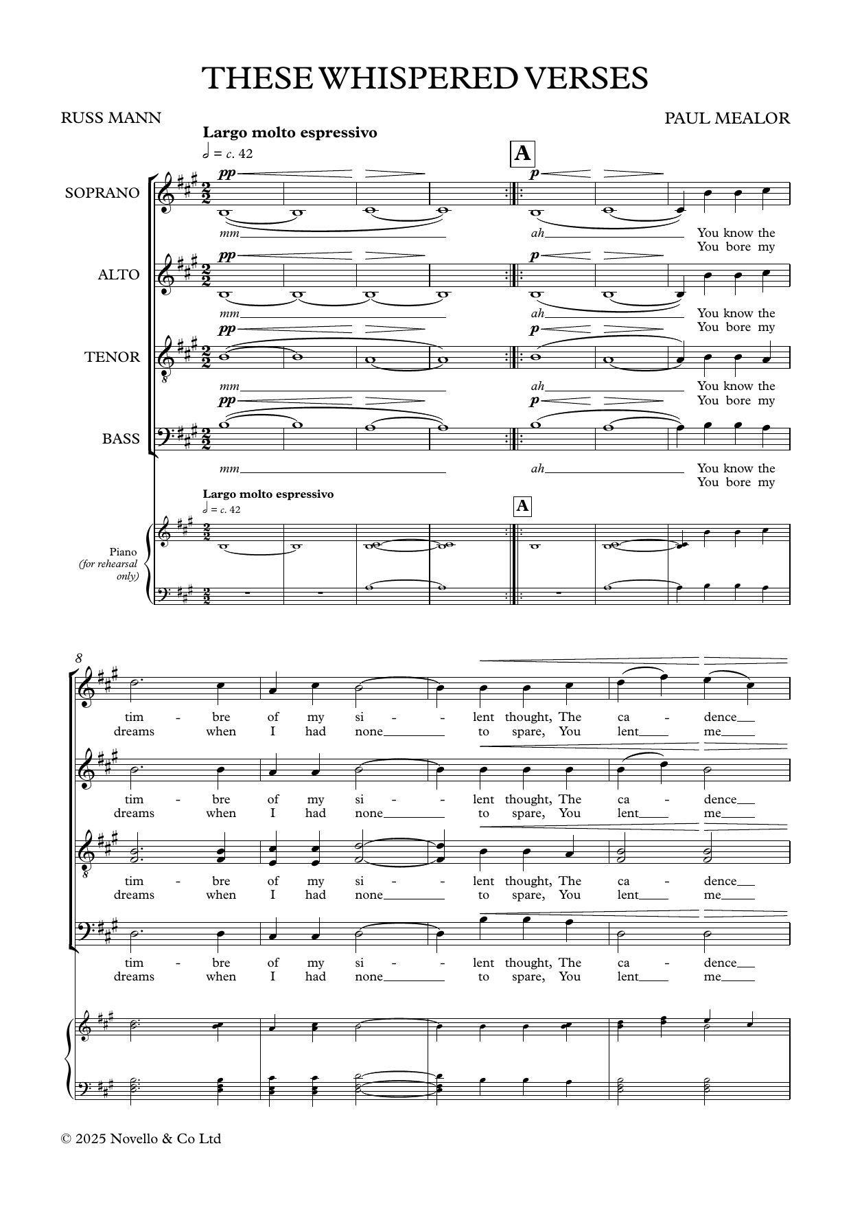 Paul Mealor These Whispered Verses sheet music notes and chords arranged for SATB Choir