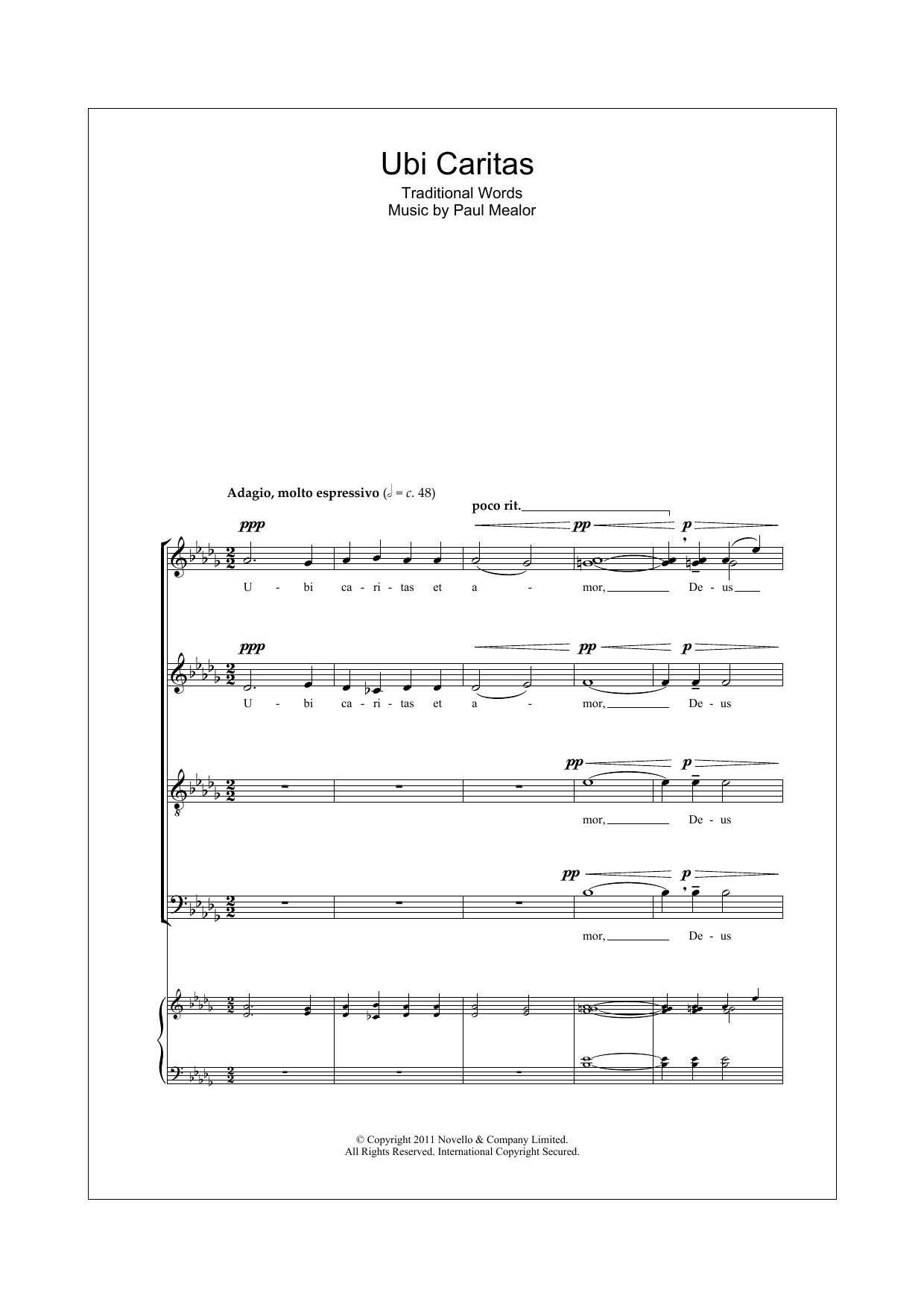 Paul Mealor Ubi Caritas sheet music notes and chords arranged for SATB Choir