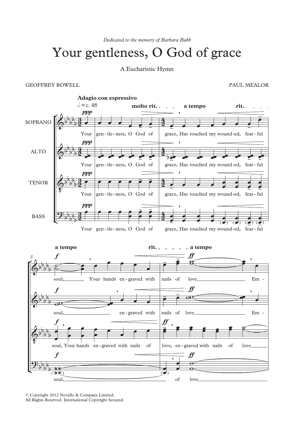 Paul Mealor Your Gentleness, O God Of Grace sheet music notes and chords arranged for SATB Choir