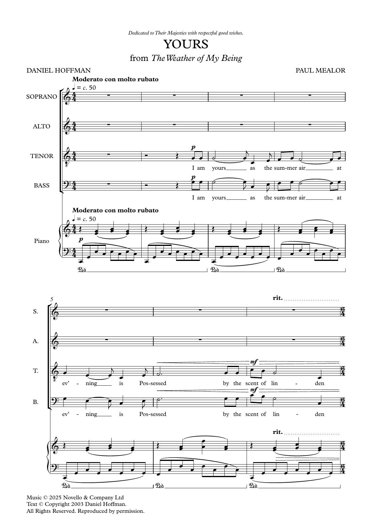 Paul Mealor Yours sheet music notes and chords arranged for SATB Choir