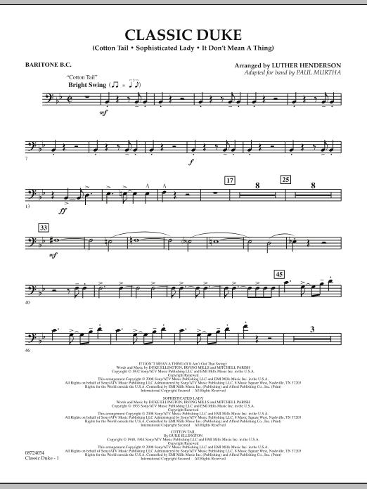 Paul Murtha Classic Duke - Baritone B.C. sheet music notes and chords arranged for Concert Band