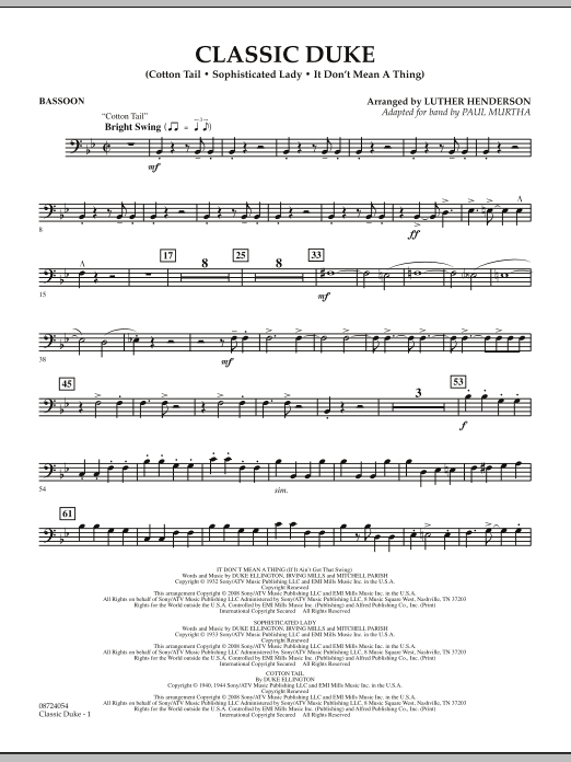 Paul Murtha Classic Duke - Bassoon sheet music notes and chords arranged for Concert Band