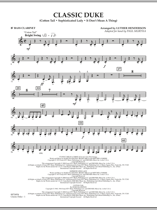 Paul Murtha Classic Duke - Bb Bass Clarinet sheet music notes and chords arranged for Concert Band