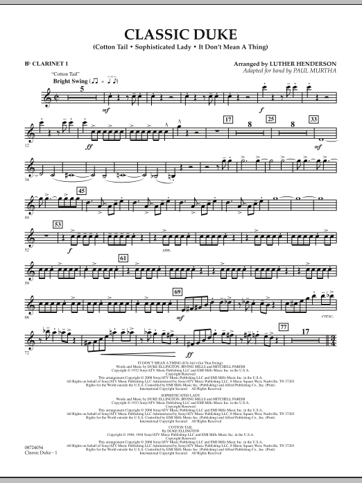 Paul Murtha Classic Duke - Bb Clarinet 1 sheet music notes and chords arranged for Concert Band