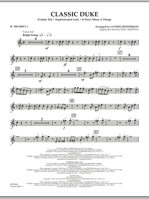 Paul Murtha Classic Duke - Bb Trumpet 2 sheet music notes and chords arranged for Concert Band