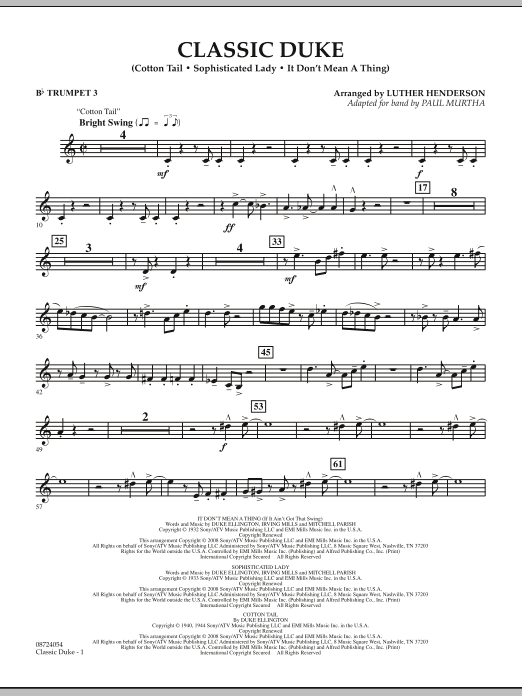 Paul Murtha Classic Duke - Bb Trumpet 3 sheet music notes and chords arranged for Concert Band