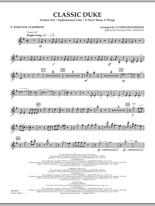 Paul Murtha Classic Duke - Eb Baritone Saxophone sheet music notes and chords arranged for Concert Band